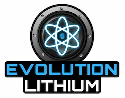 Evolution Lithium logo with atomic symbol