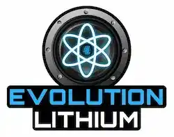 Evolution Lithium logo with atomic symbol emblem
