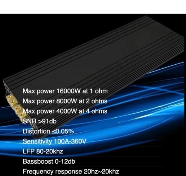 High-power amplifier specifications and features listed.