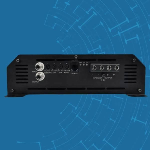 Car audio amplifier with control panel.