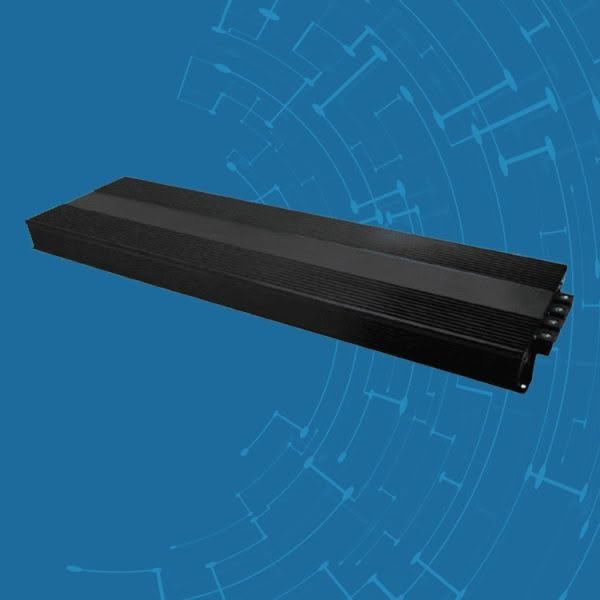 Rectangular black industrial equipment on digital background.