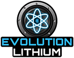 Evolution Lithium logo with atom design