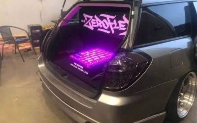 Customized car trunk with purple LED lights