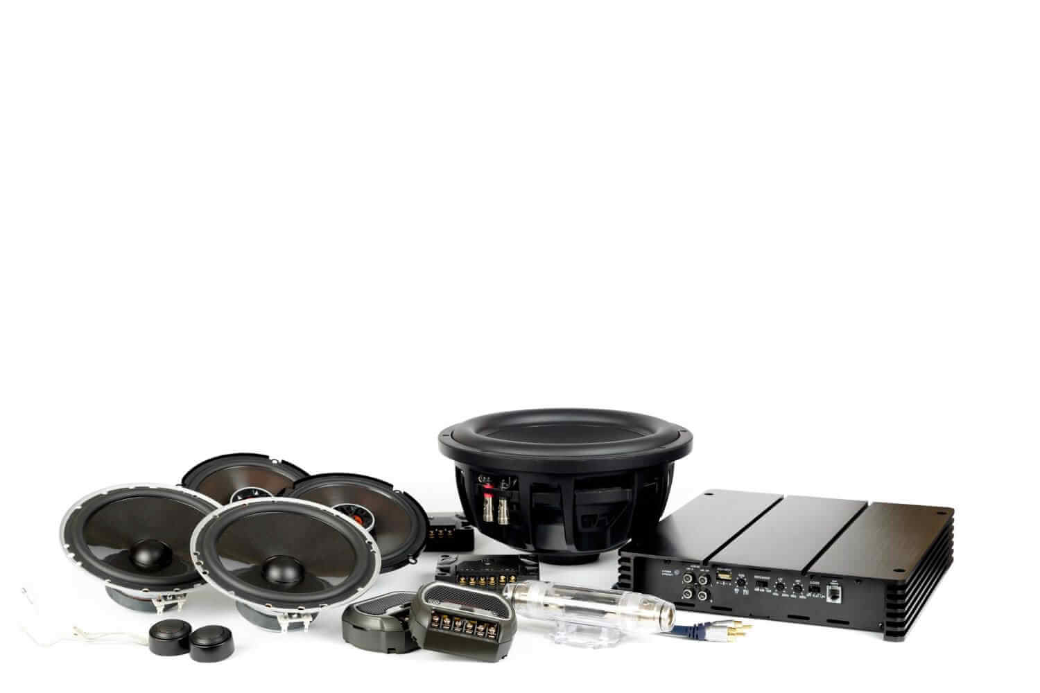Car audio speakers and amplifier set