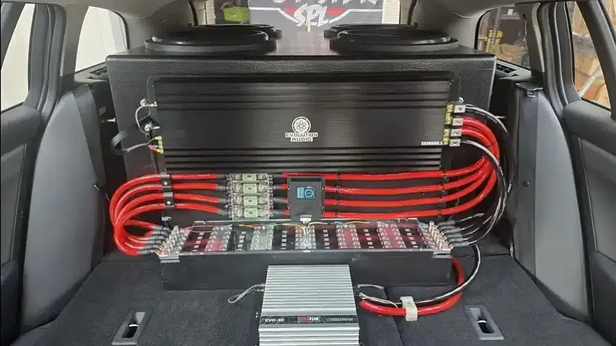Car audio amplifier and subwoofer installation setup