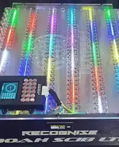 LED light panel with control display and buttons.