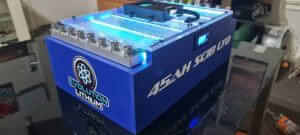 Blue lithium battery with LED lights