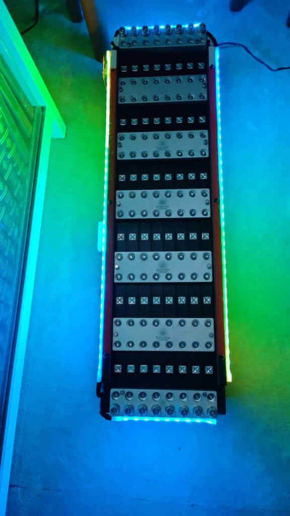 LED floor panel with colorful lights glowing