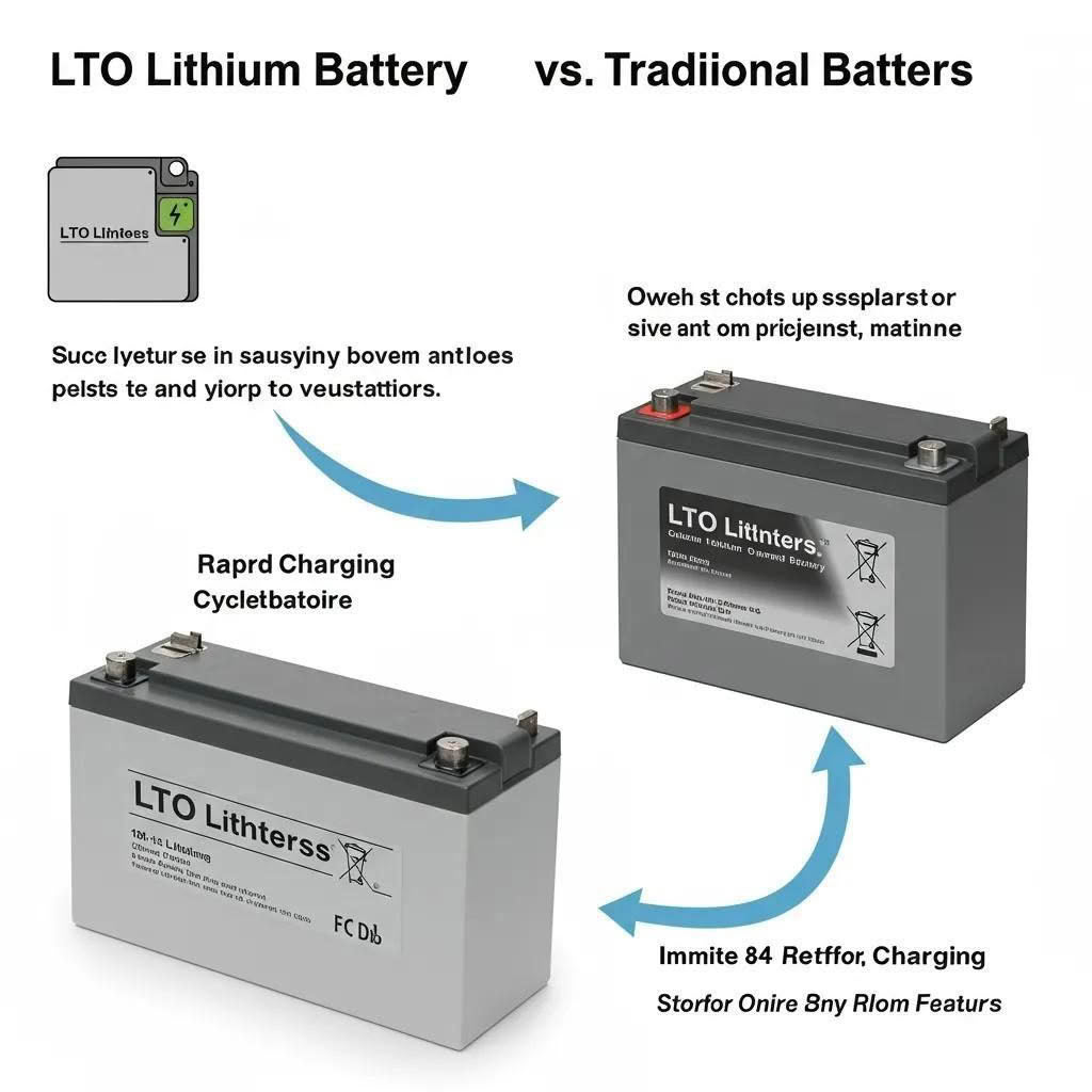Comparison of LTO lithium batteries and traditional batteries showcasing unique features and benefits
