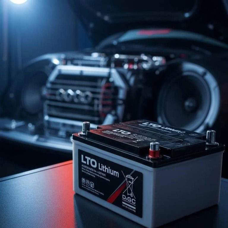 LTO lithium car battery in a garage