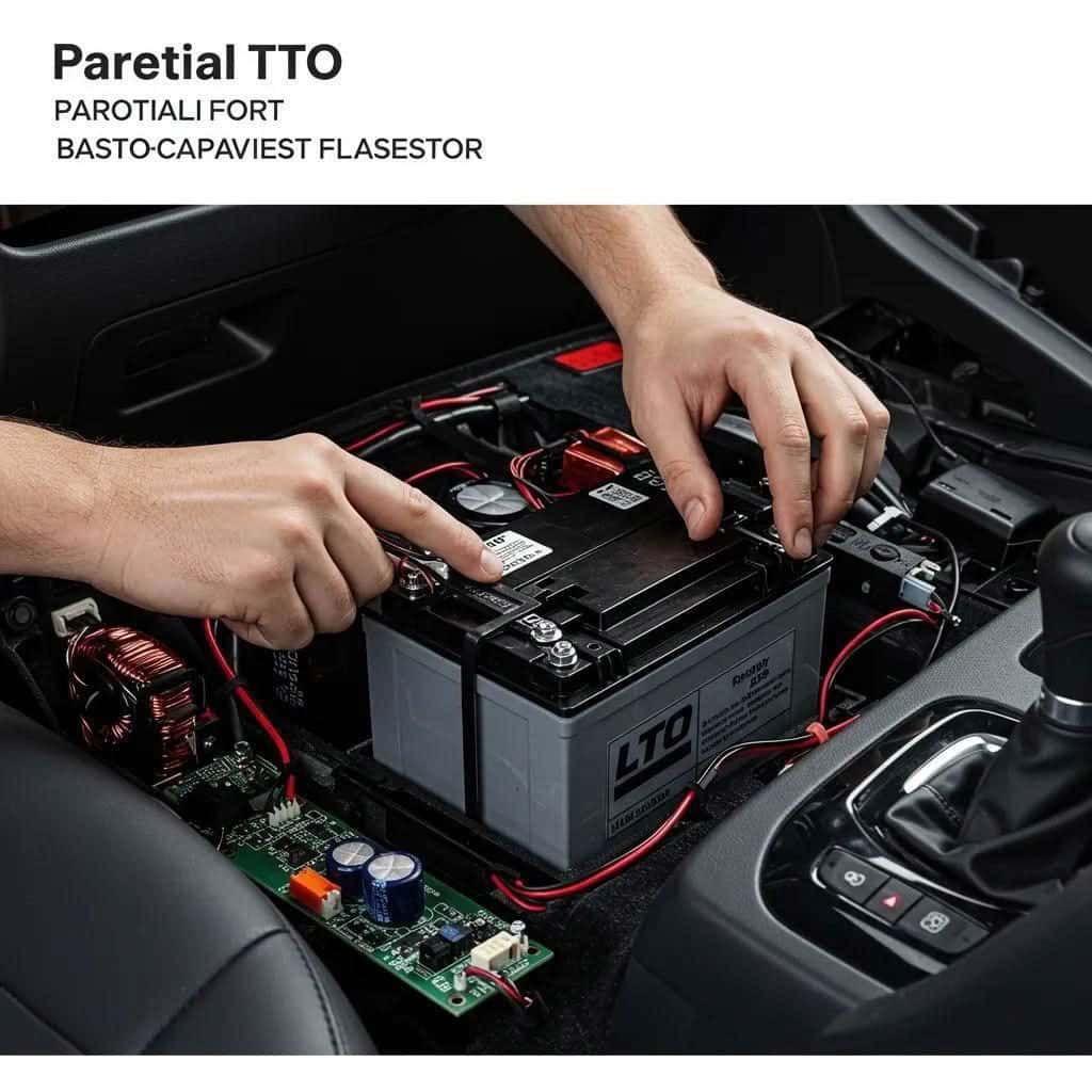 Technician installing LTO batteries and capacitors in a car audio system, showcasing best practices for installation