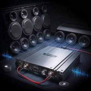 High-performance car audio amplifier with multiple speakers