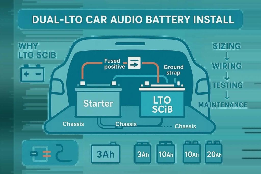 Dual LTO car audio battery installation diagram