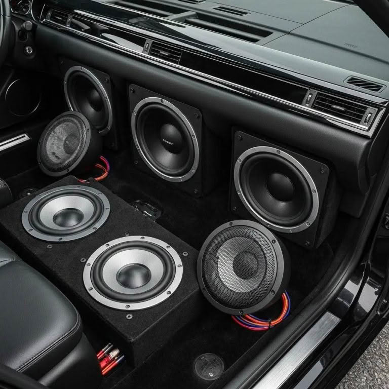 Custom car audio system with multiple subwoofers