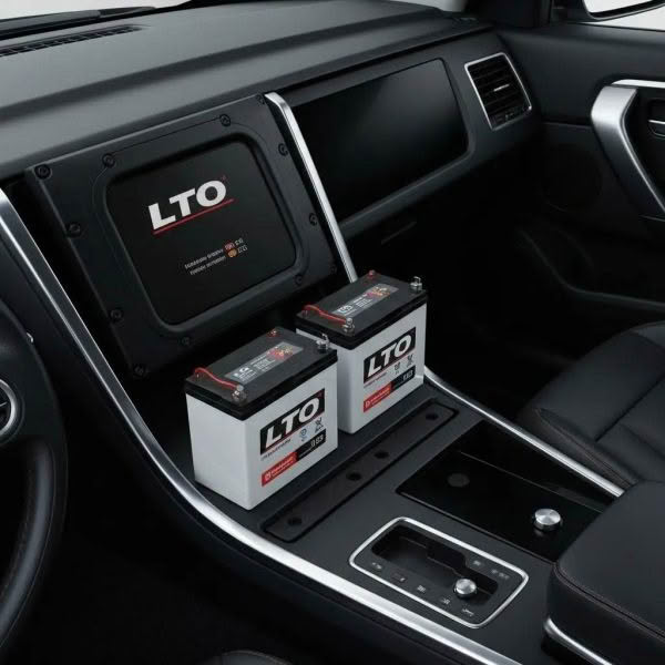 Car interior with LTO lithium batteries installed