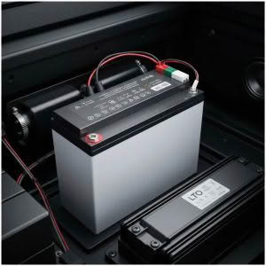 LTO battery integrated into a car audio system, highlighting advanced technology and performance