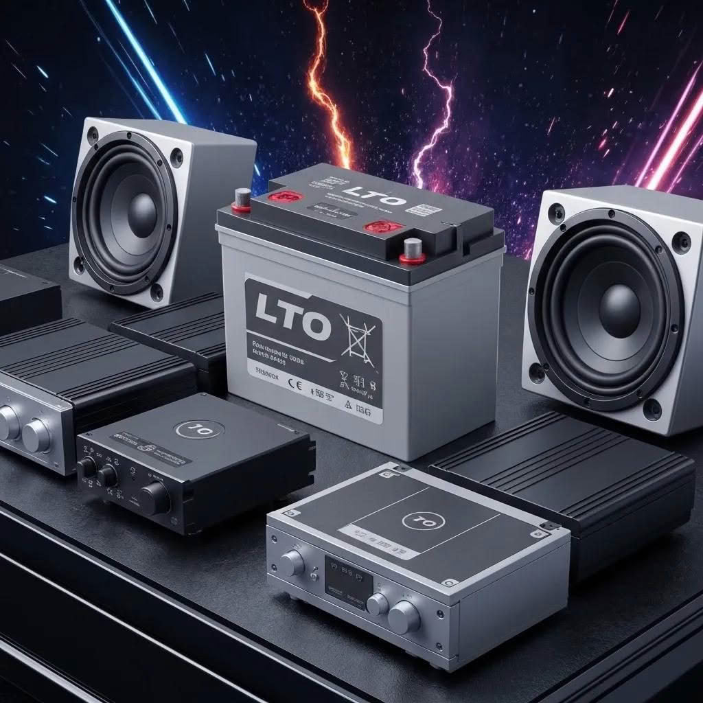 LTO battery with amplifiers and speakers setup