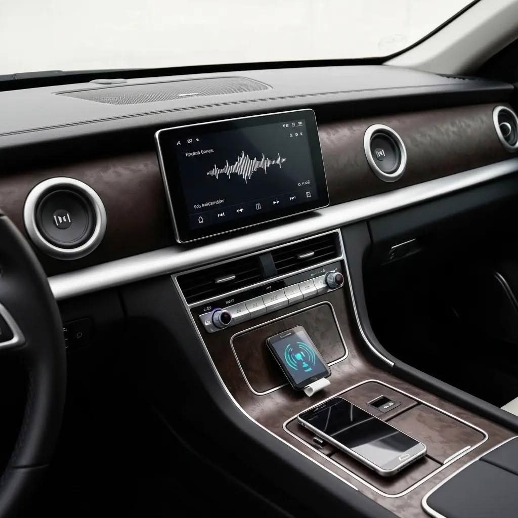 Modern car dashboard with touchscreen display
