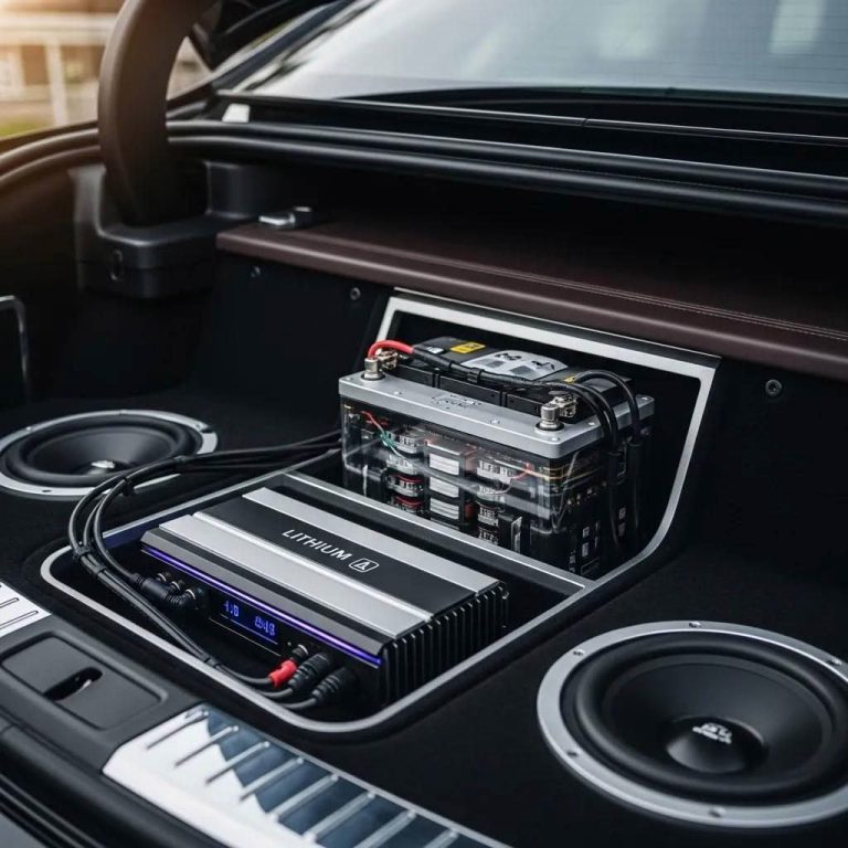 Car audio amplifier and lithium battery setup