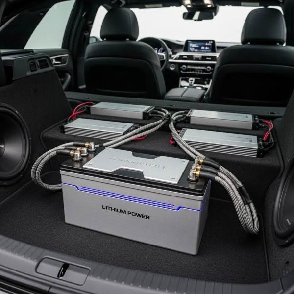 Car audio system with lithium power battery