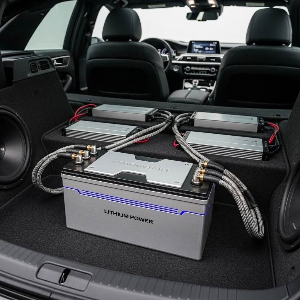 Car audio system with lithium power battery
