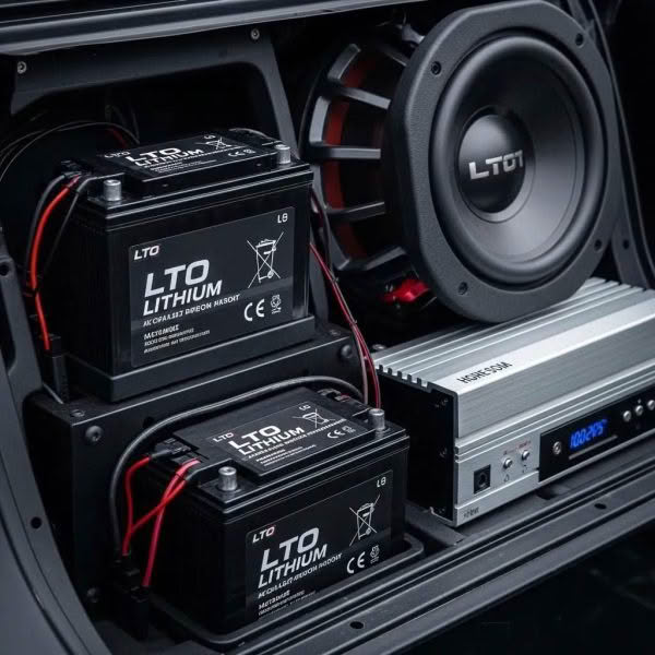 Car audio system with LTO lithium batteries