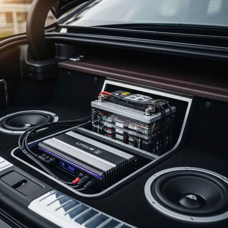 Car audio amplifier and lithium battery setup