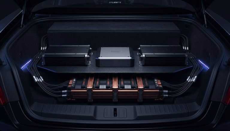 Car trunk with custom audio amplifier system