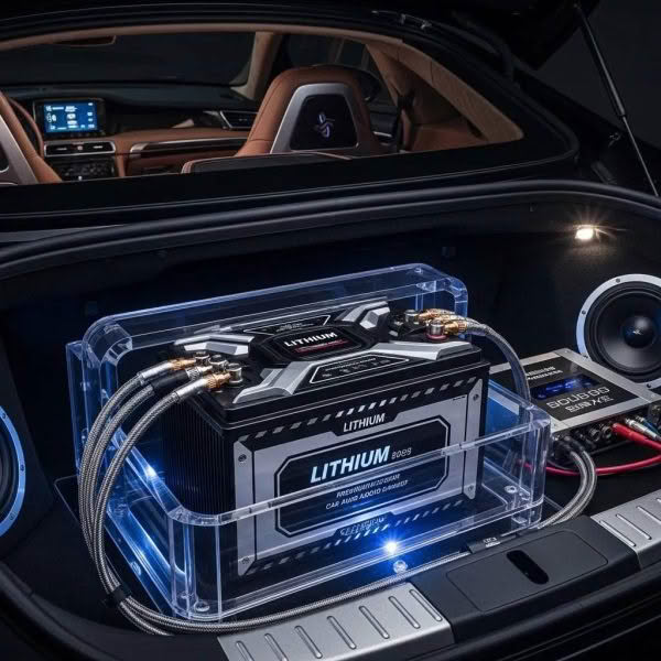 Premium lithium car audio battery enhancing sound system performance