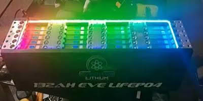 132Ah EVE LiFePO4 battery pack with LED lights