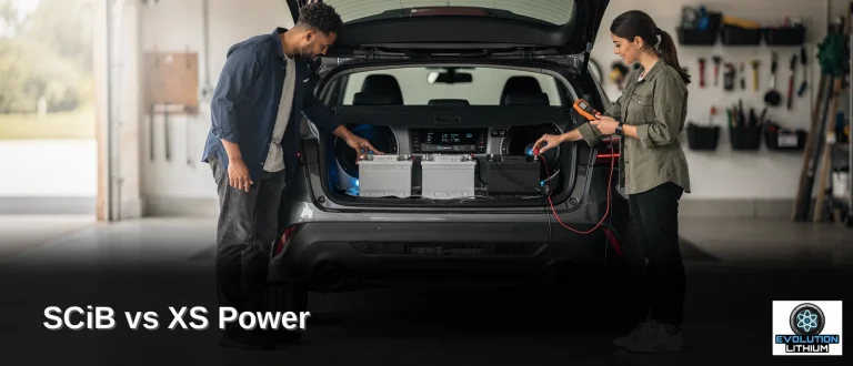 A car audio battery supports amplifiers when the factory starting battery and alternator cannot keep
