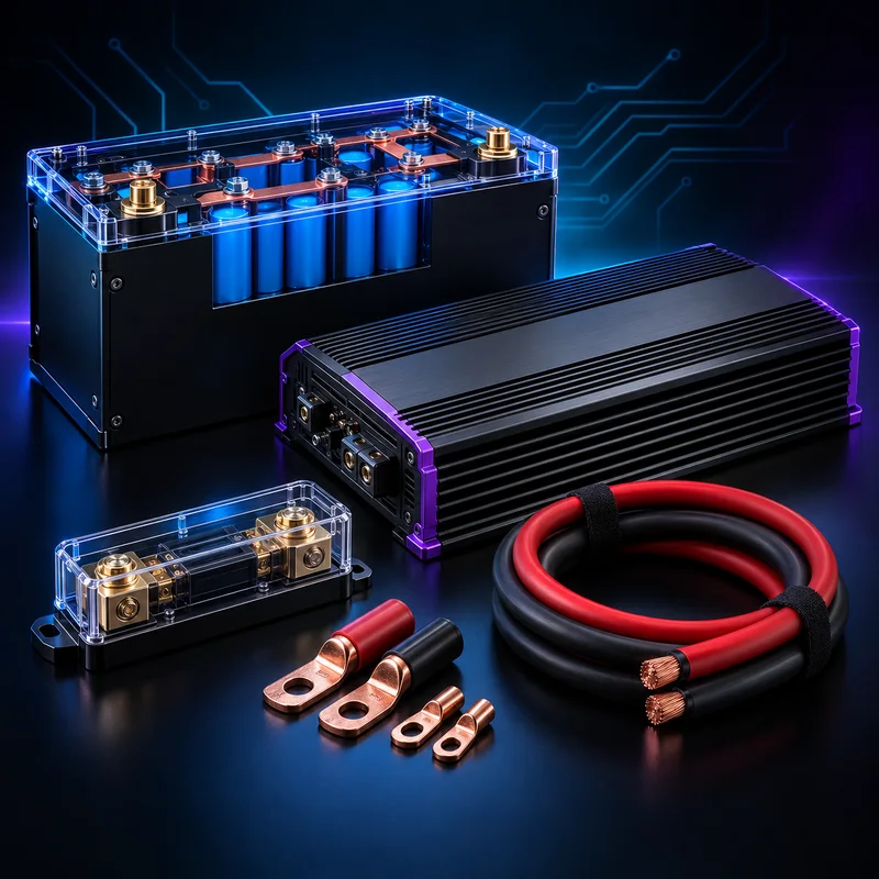 Evolution Lithium battery, amplifier and car audio accessories