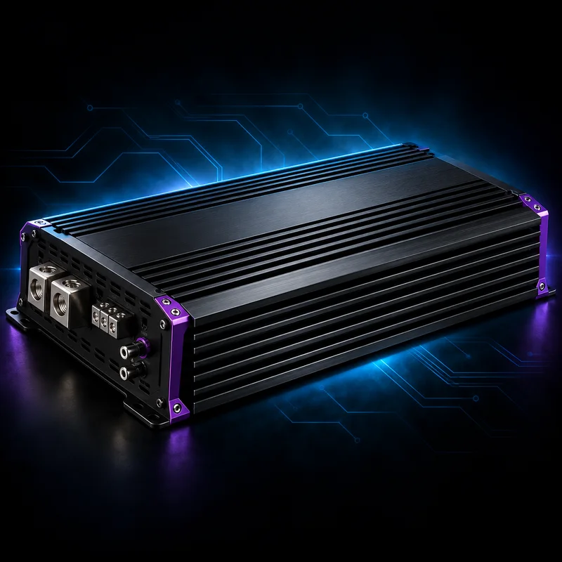 High-power black car audio amplifier