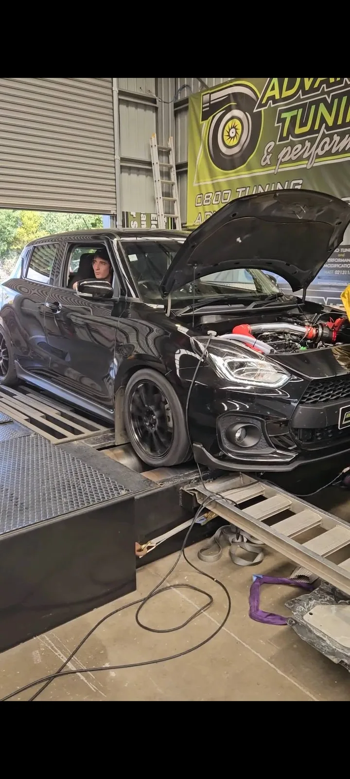 Jared Ansley’s vehicle on a workshop dynamometer